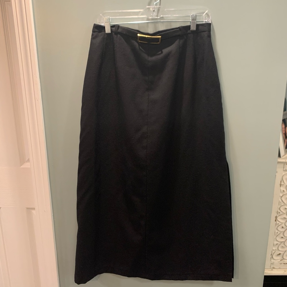 Harvé Benard Buckle Wool Skirt